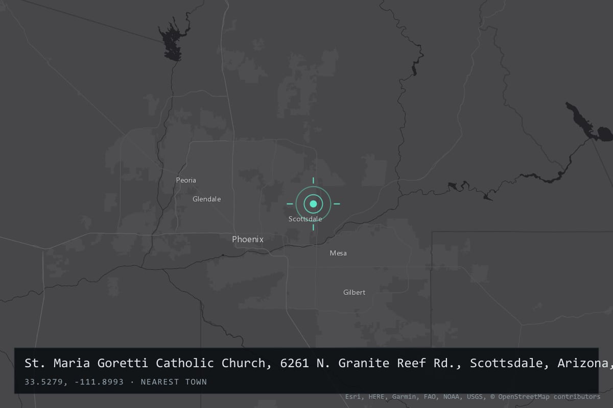 Where it happened: St. Maria Goretti Catholic Church, 6261 N. Granite Reef Rd., Scottsdale, Arizona, United States