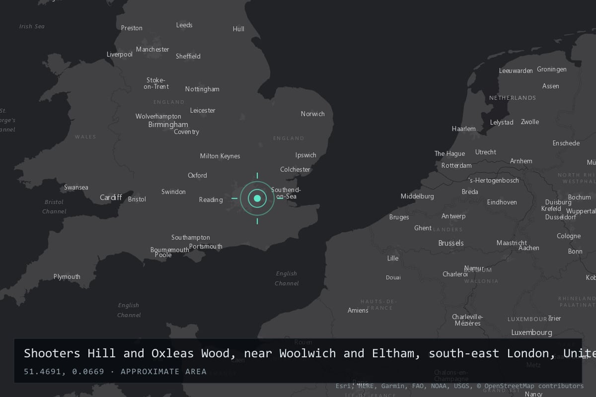 Where it happened: Shooters Hill and Oxleas Wood, near Woolwich and Eltham, south-east London, United Kingdom