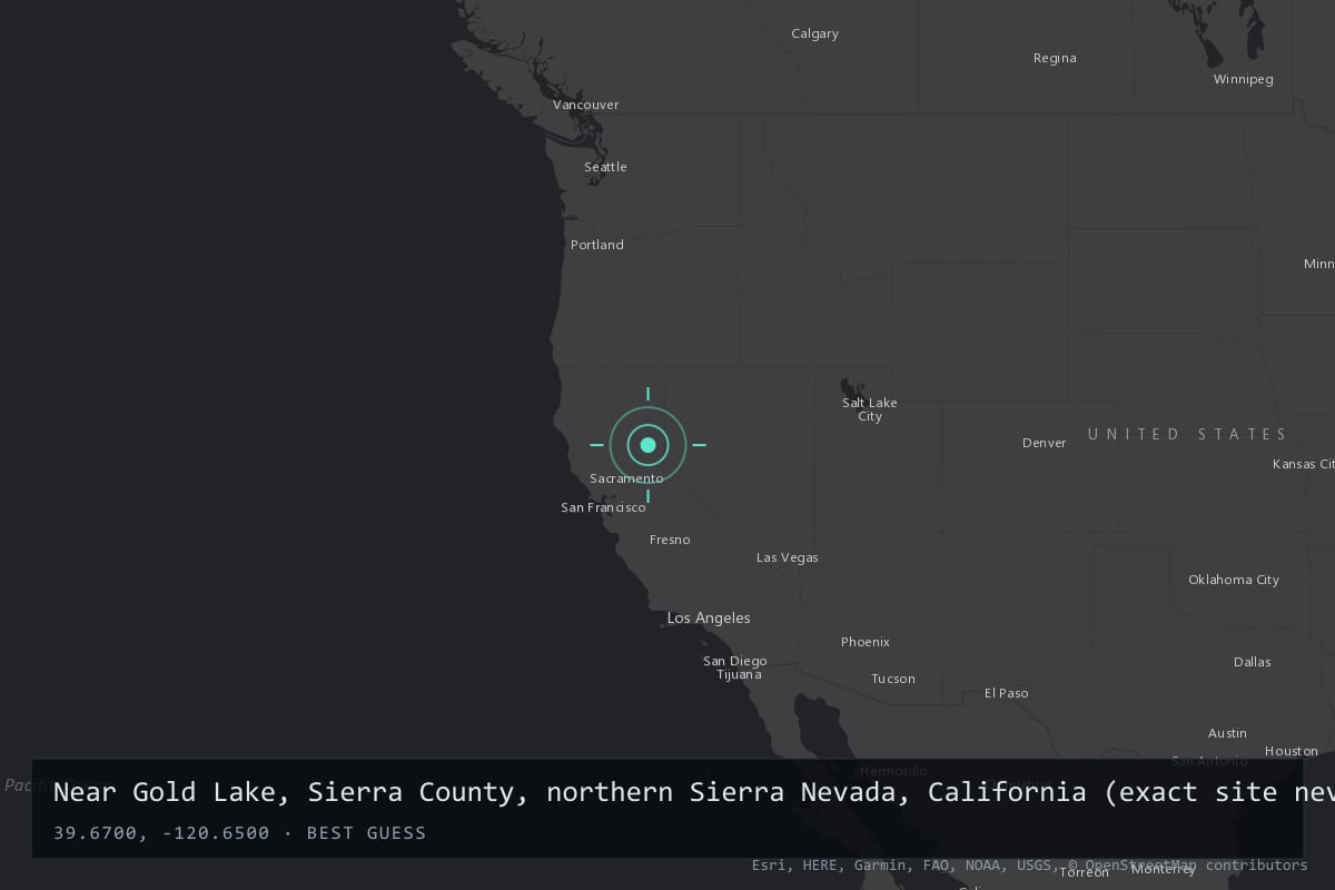 Where it happened: Near Gold Lake, Sierra County, northern Sierra Nevada, California (exact site never disclosed), United States