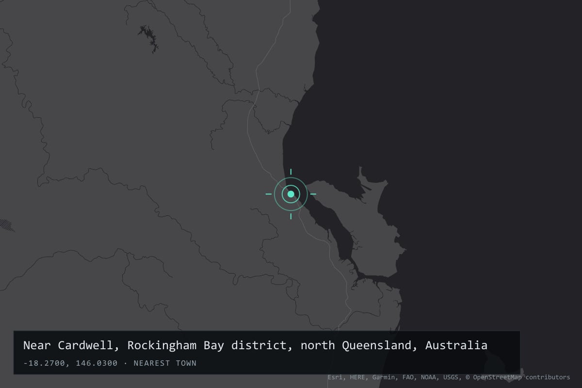 Where it happened: Near Cardwell, Rockingham Bay district, north Queensland, Australia