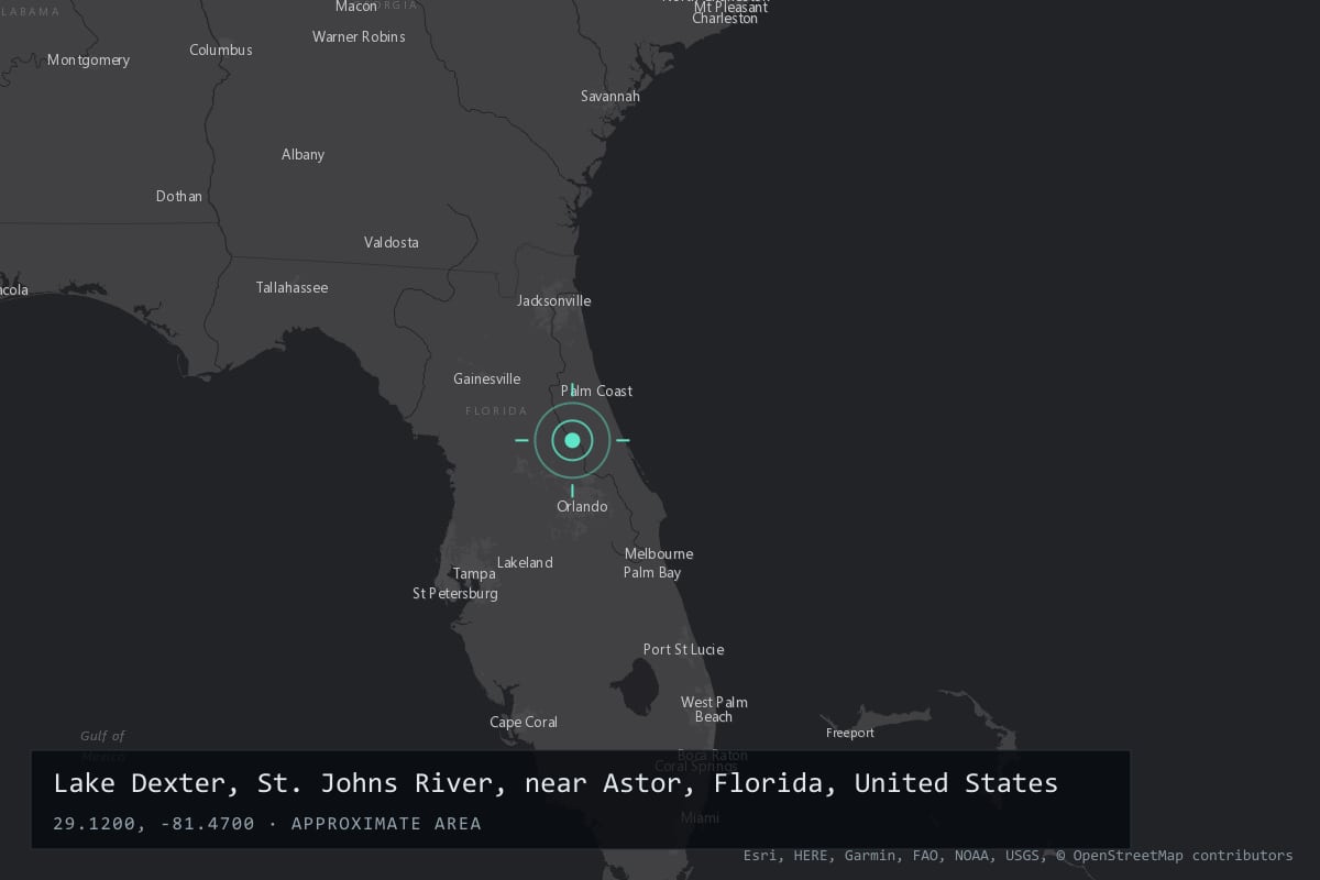 Where it happened: Lake Dexter, St. Johns River, near Astor, Florida, United States