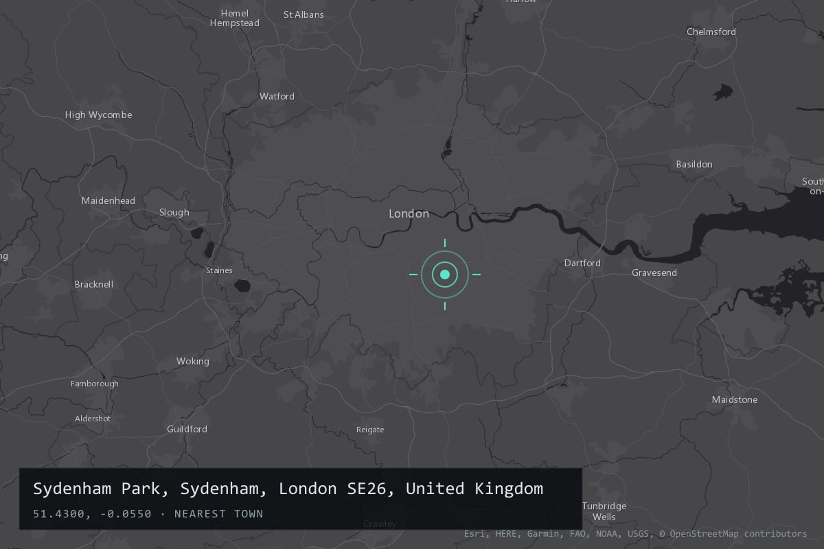 Where it happened: Sydenham Park, Sydenham, London SE26, United Kingdom