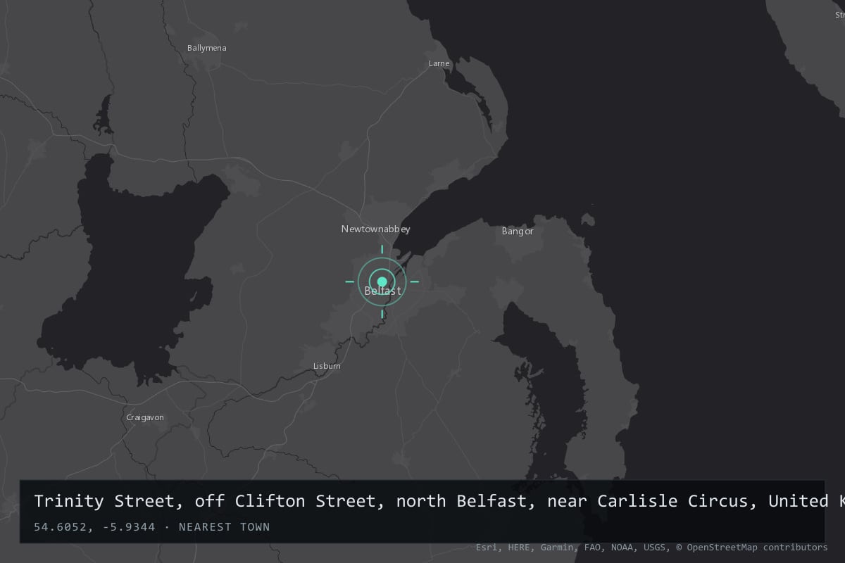 Where it happened: Trinity Street, off Clifton Street, north Belfast, near Carlisle Circus, United Kingdom