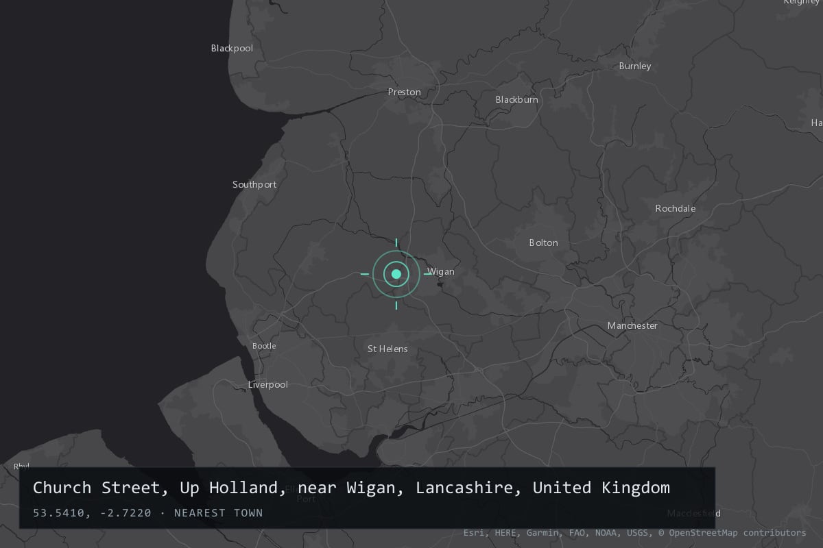Where it happened: Church Street, Up Holland, near Wigan, Lancashire, United Kingdom