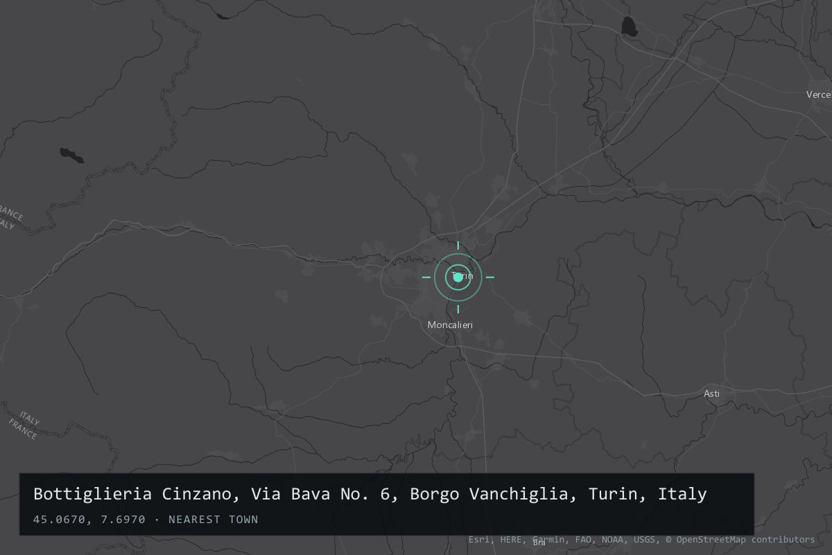 Where it happened: Bottiglieria Cinzano, Via Bava No. 6, Borgo Vanchiglia, Turin, Italy