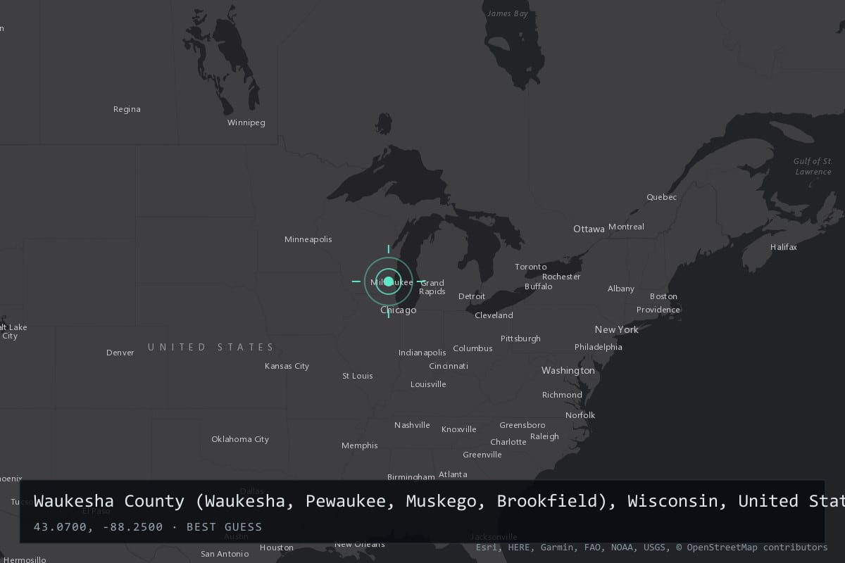 Where it happened: Waukesha County (Waukesha, Pewaukee, Muskego, Brookfield), Wisconsin, United States