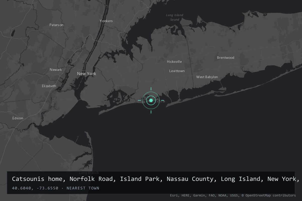 Where it happened: Catsounis home, Norfolk Road, Island Park, Nassau County, Long Island, New York, United States