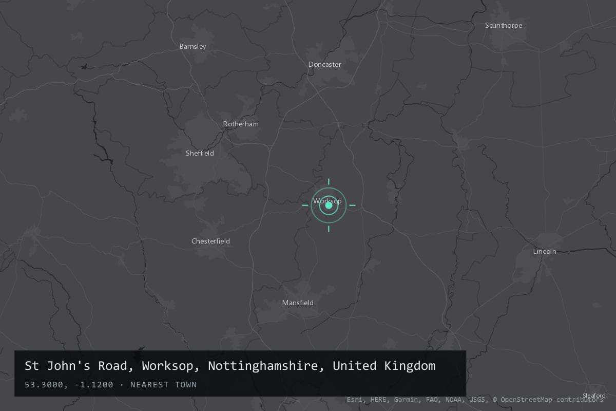Where it happened: St John's Road, Worksop, Nottinghamshire, United Kingdom