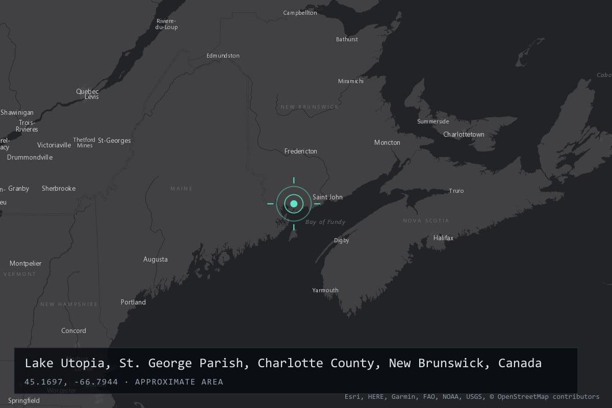 Where it happened: Lake Utopia, St. George Parish, Charlotte County, New Brunswick, Canada