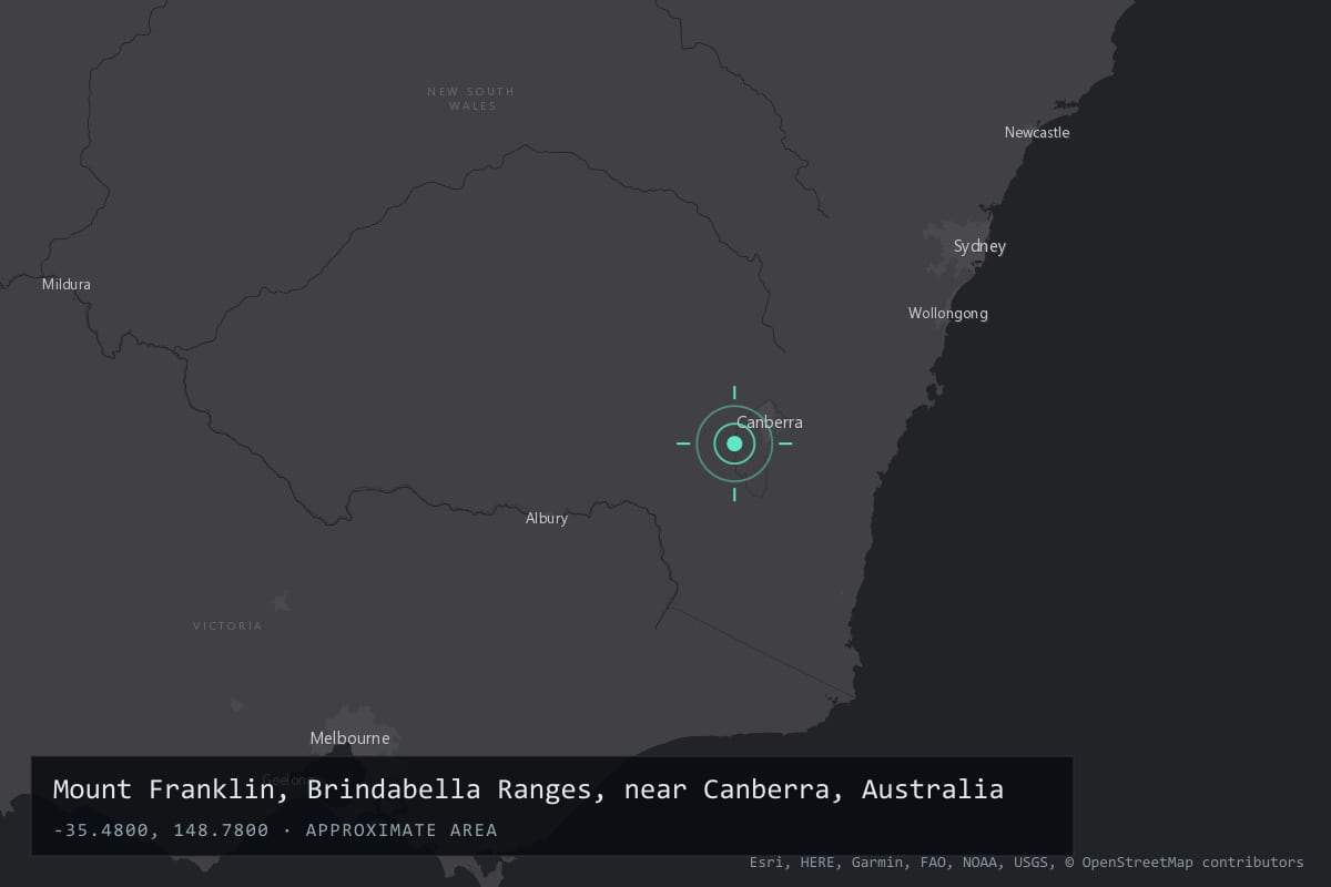 Where it happened: Mount Franklin, Brindabella Ranges, near Canberra, Australia