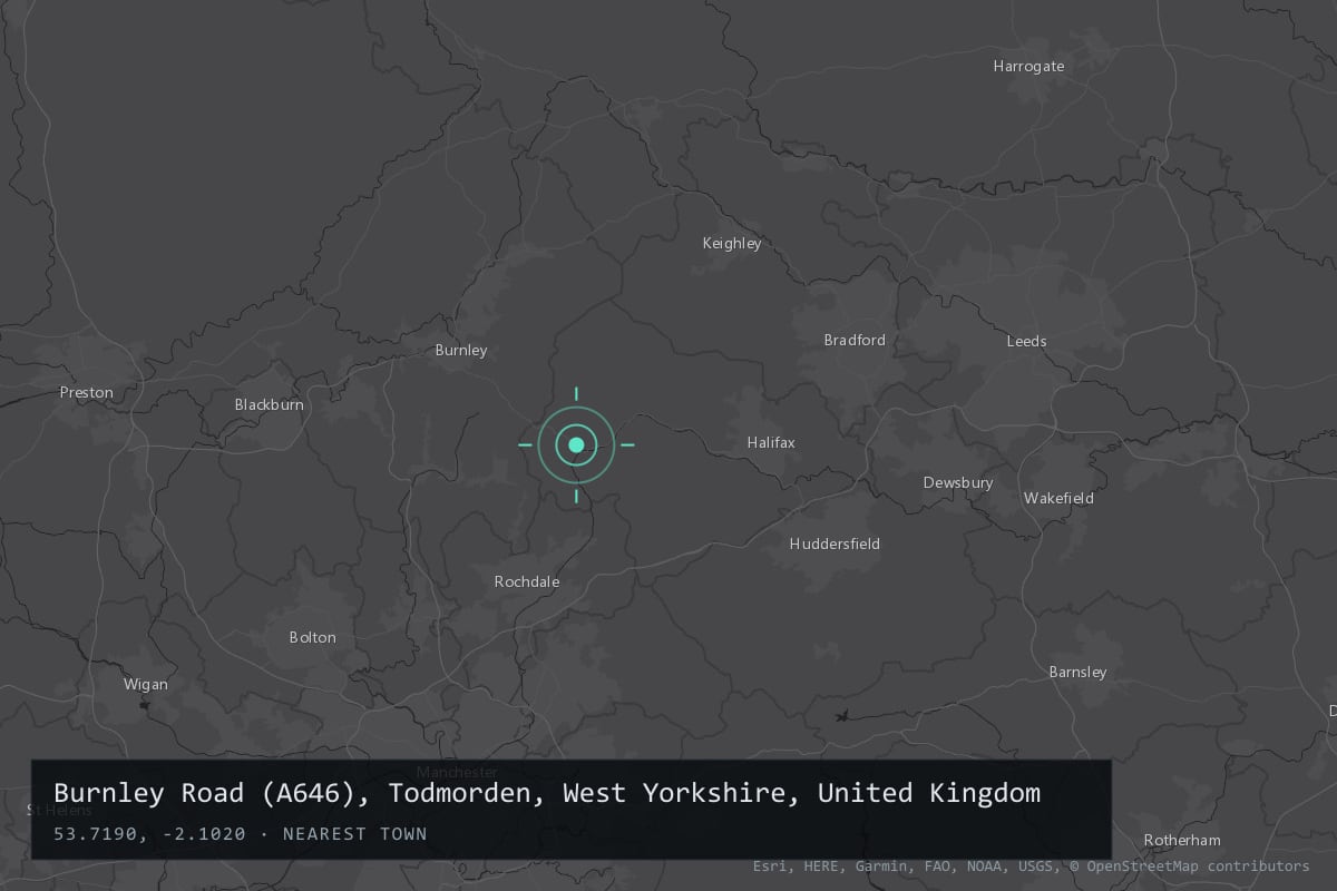 Where it happened: Burnley Road (A646), Todmorden, West Yorkshire, United Kingdom