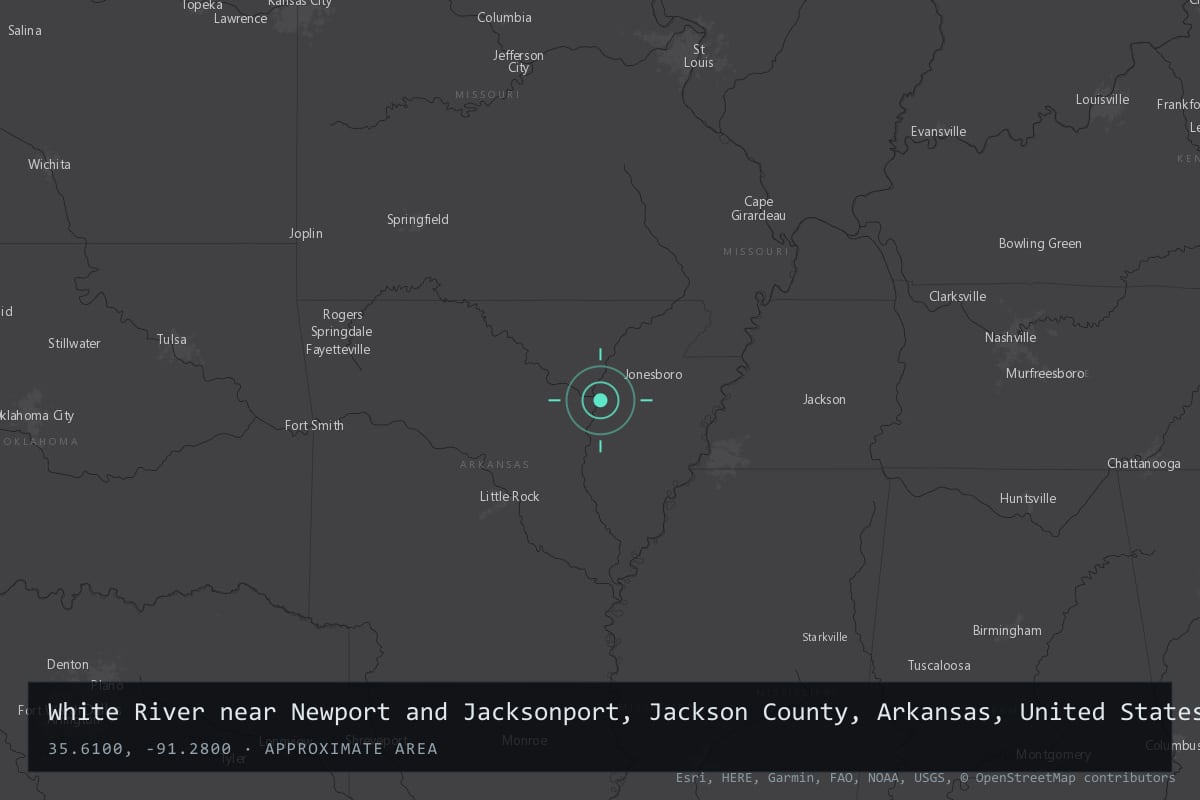 Where it happened: White River near Newport and Jacksonport, Jackson County, Arkansas, United States