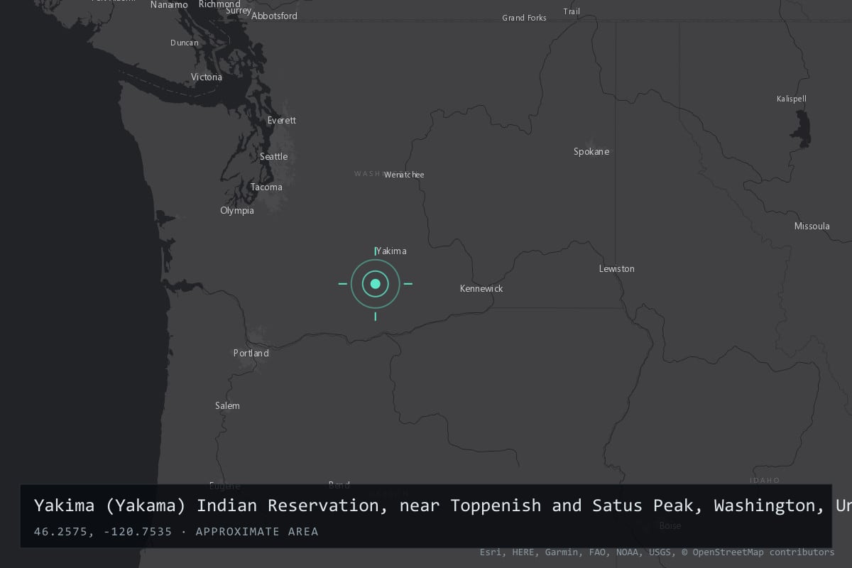 Where it happened: Yakima (Yakama) Indian Reservation, near Toppenish and Satus Peak, Washington, United States