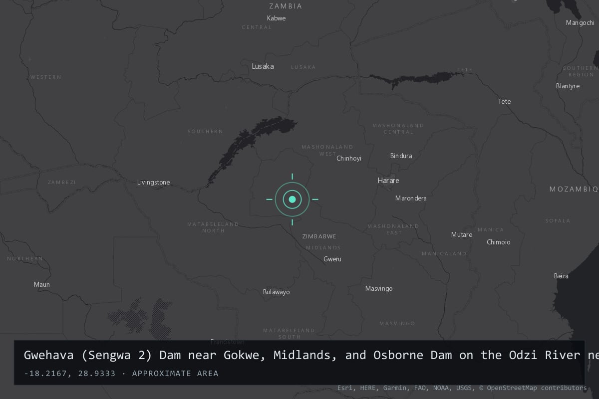 Where it happened: Gwehava (Sengwa 2) Dam near Gokwe, Midlands, and Osborne Dam on the Odzi River near Mutare, Manicaland, Zimbabwe