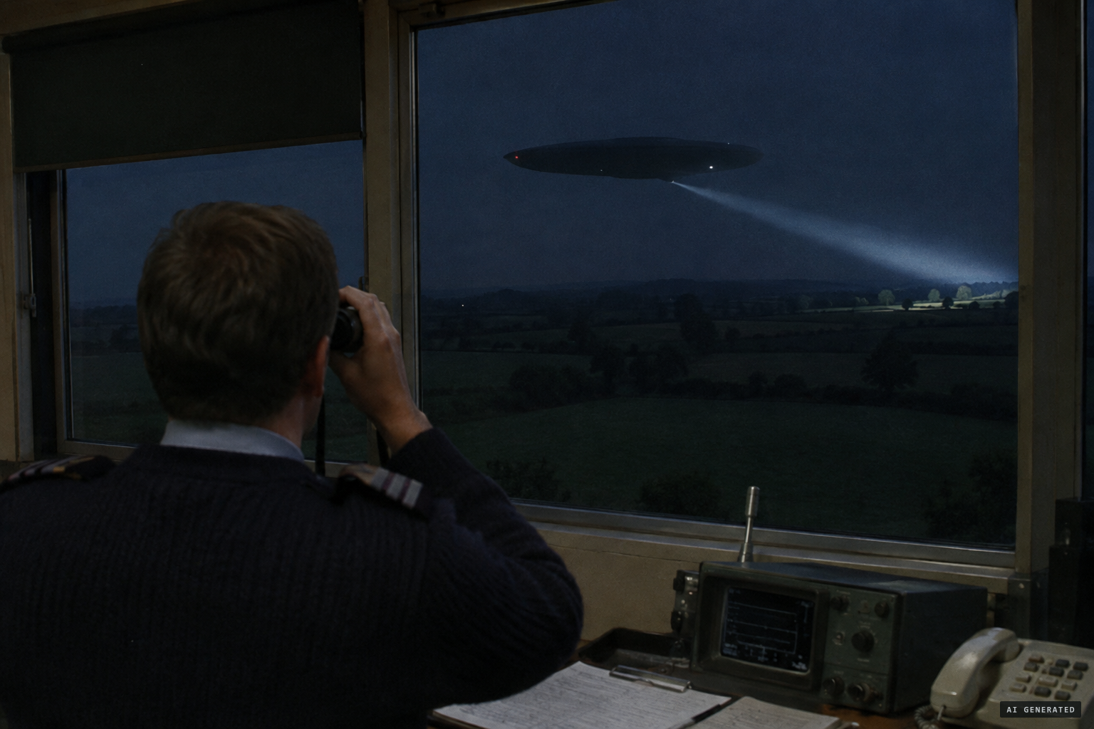 Wayne Elliott watches a narrow beam sweep the fields north of Shawbury