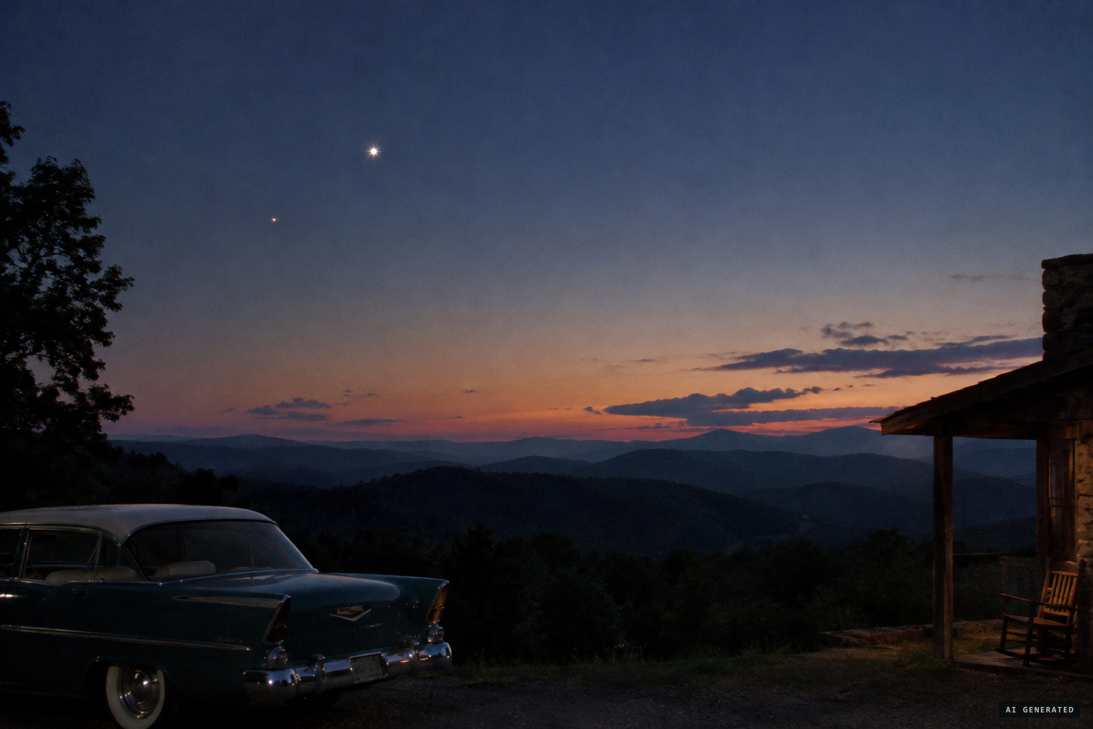 Venus and Antares sit low near the setting sun