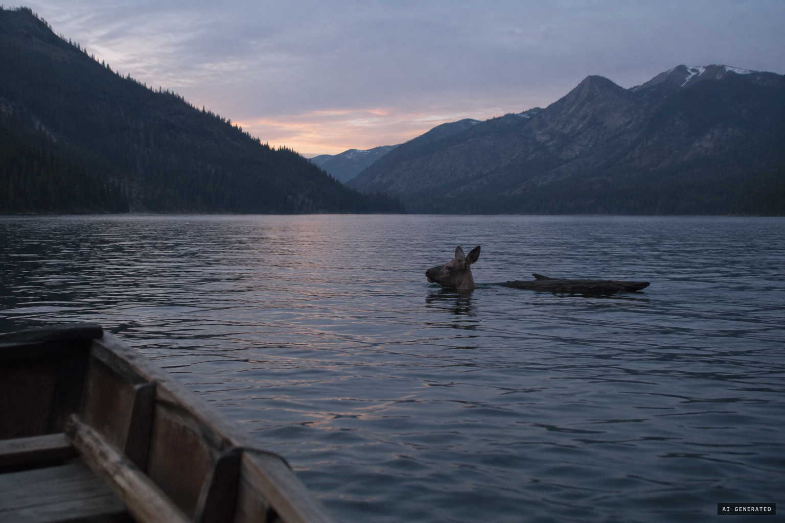A floating log or a swimming elk can suggest a head and neck