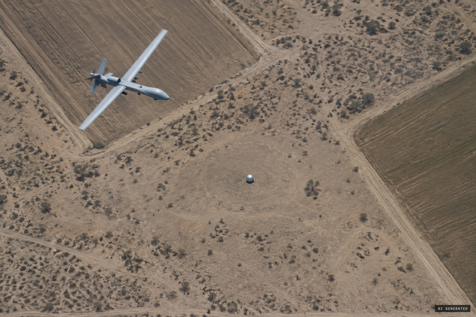 A circling Reaper holding the sphere in view could explain the curving path