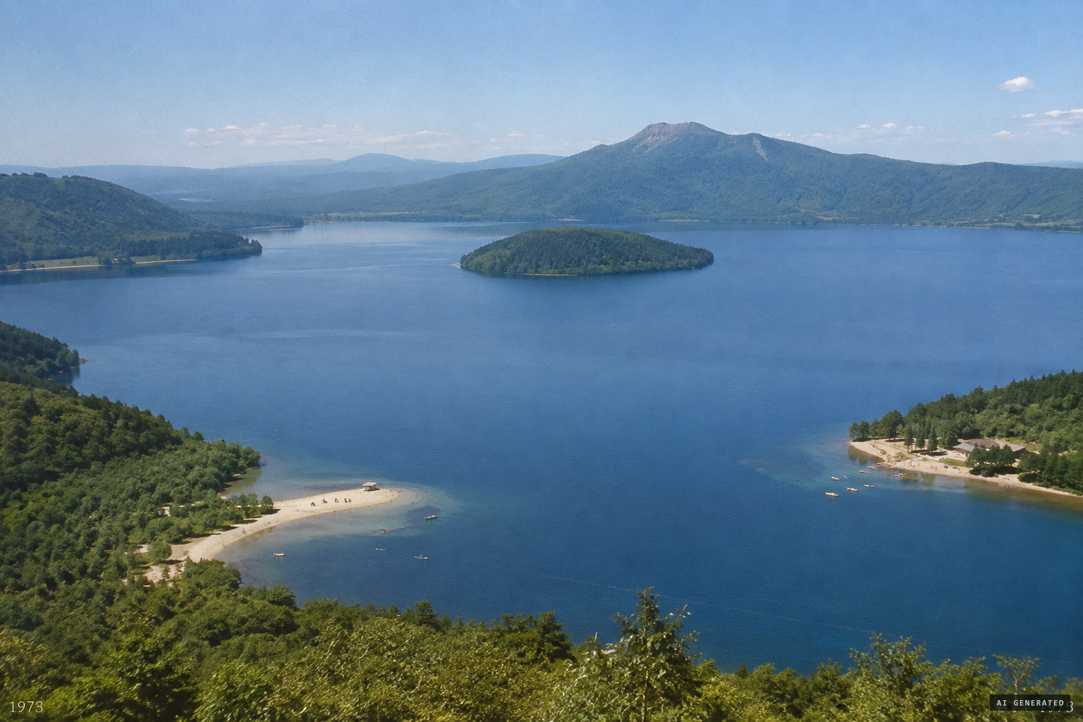 Lake Kussharo, Japan's largest caldera lake, in Akan-Mashu National Park