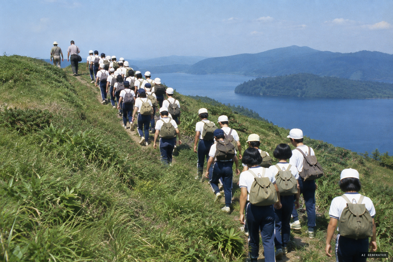 About 40 Kitami junior-high students and their teachers climb Mount Mokoto