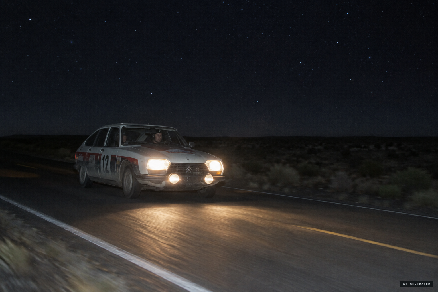 Car #102 heads north toward Bahía Blanca around 03:00