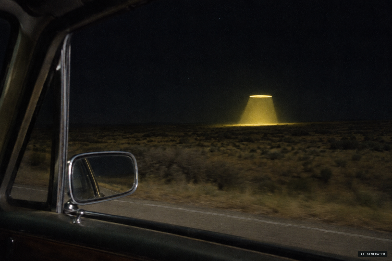To the west, a cone of yellow light cut off at the top