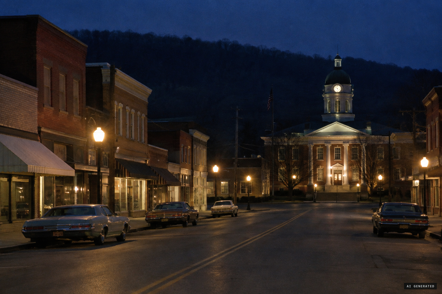 West Union, the quiet seat of Adams County, in October 1973