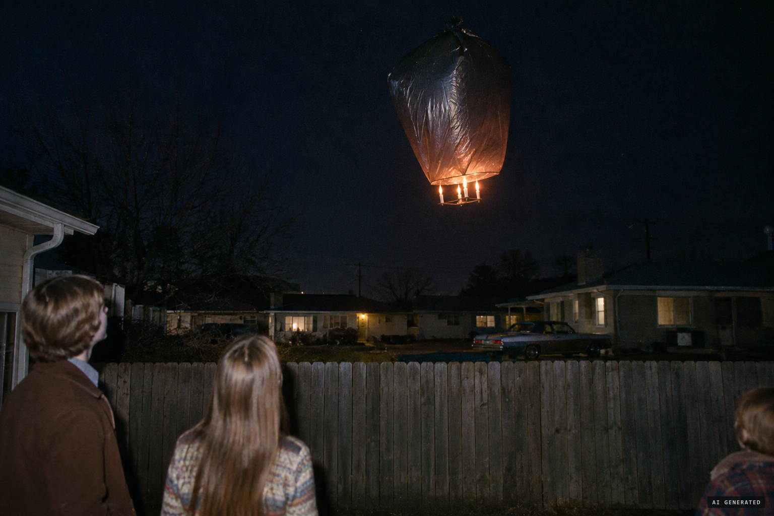 Plastic trash bags lifted by tiny lighted candles, blamed on children in Indiana