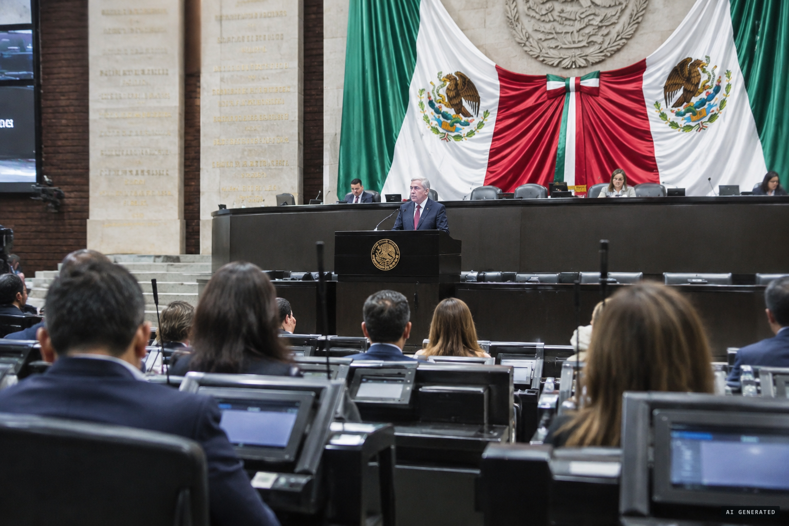 Kolbeck speaks at the 2023 hearing in Mexico's Chamber of Deputies