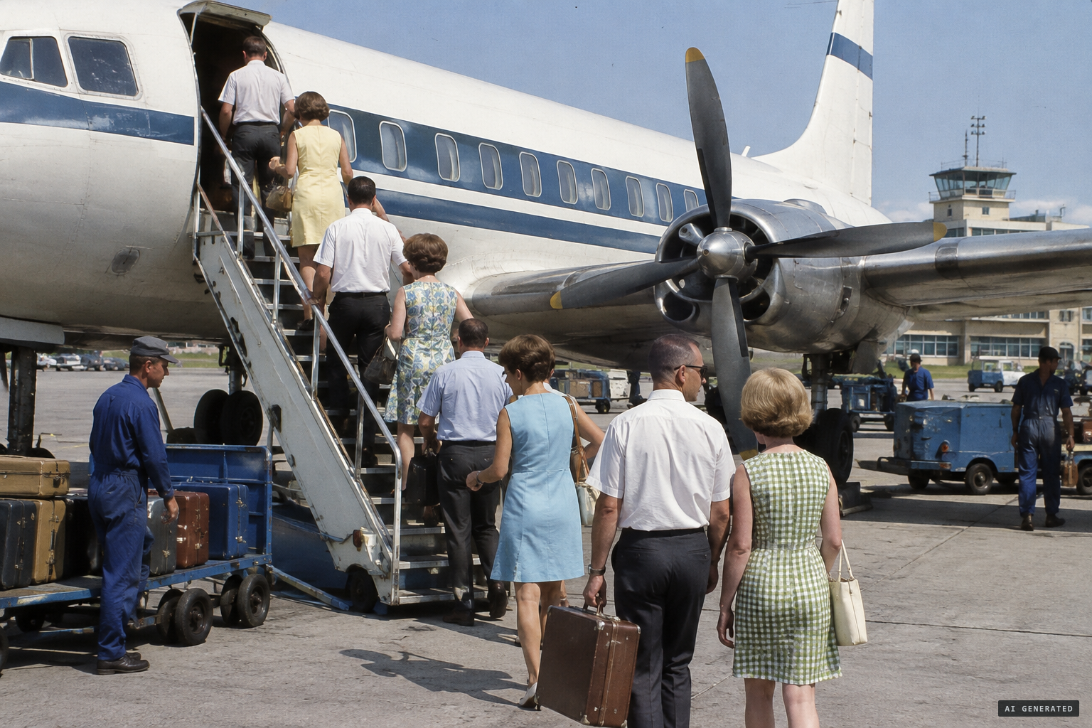 British holidaymakers board a charter flight to Spain