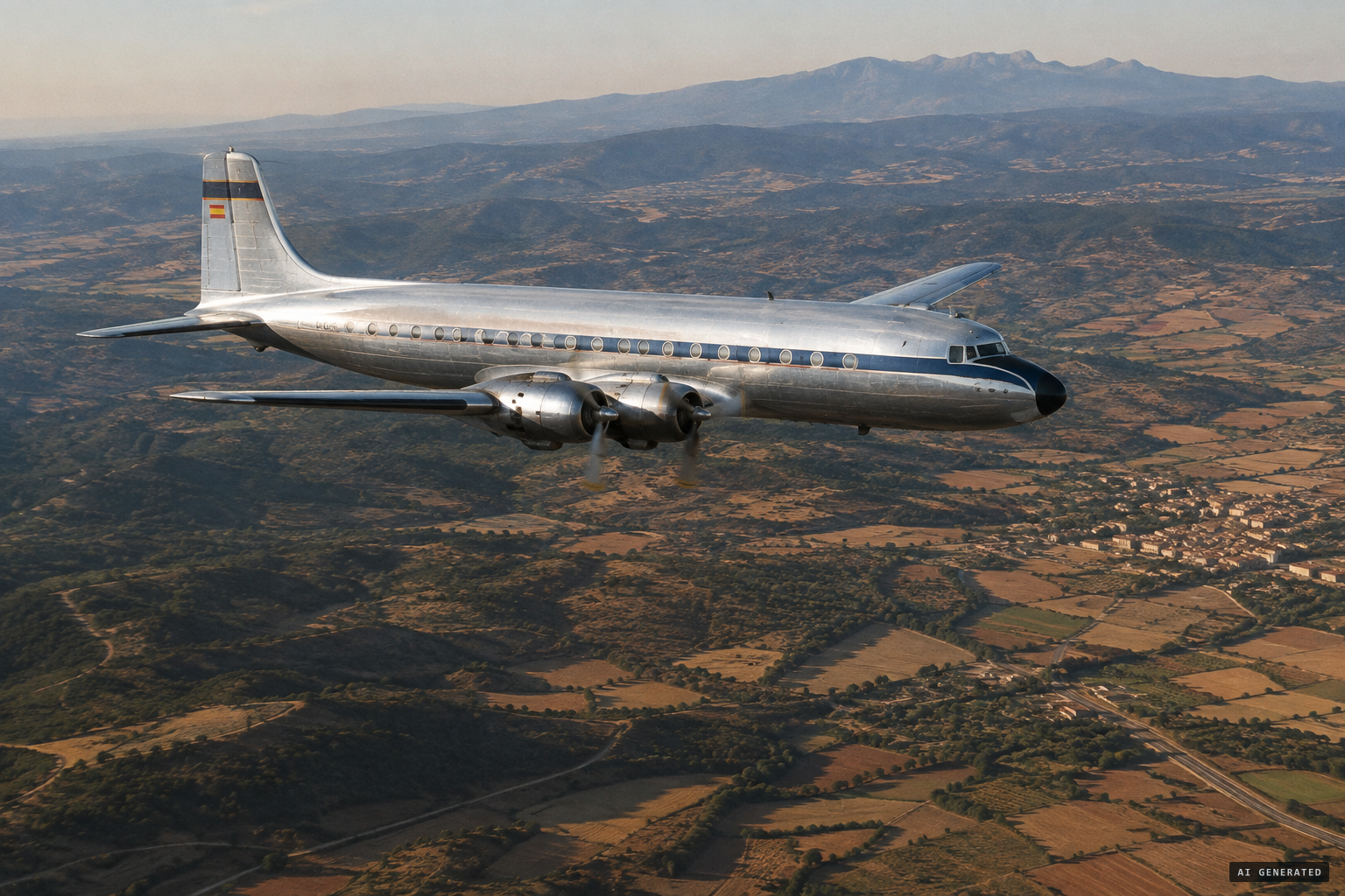 The Air Ferry DC-6 north of Reus at 16,000 feet, about 17:35