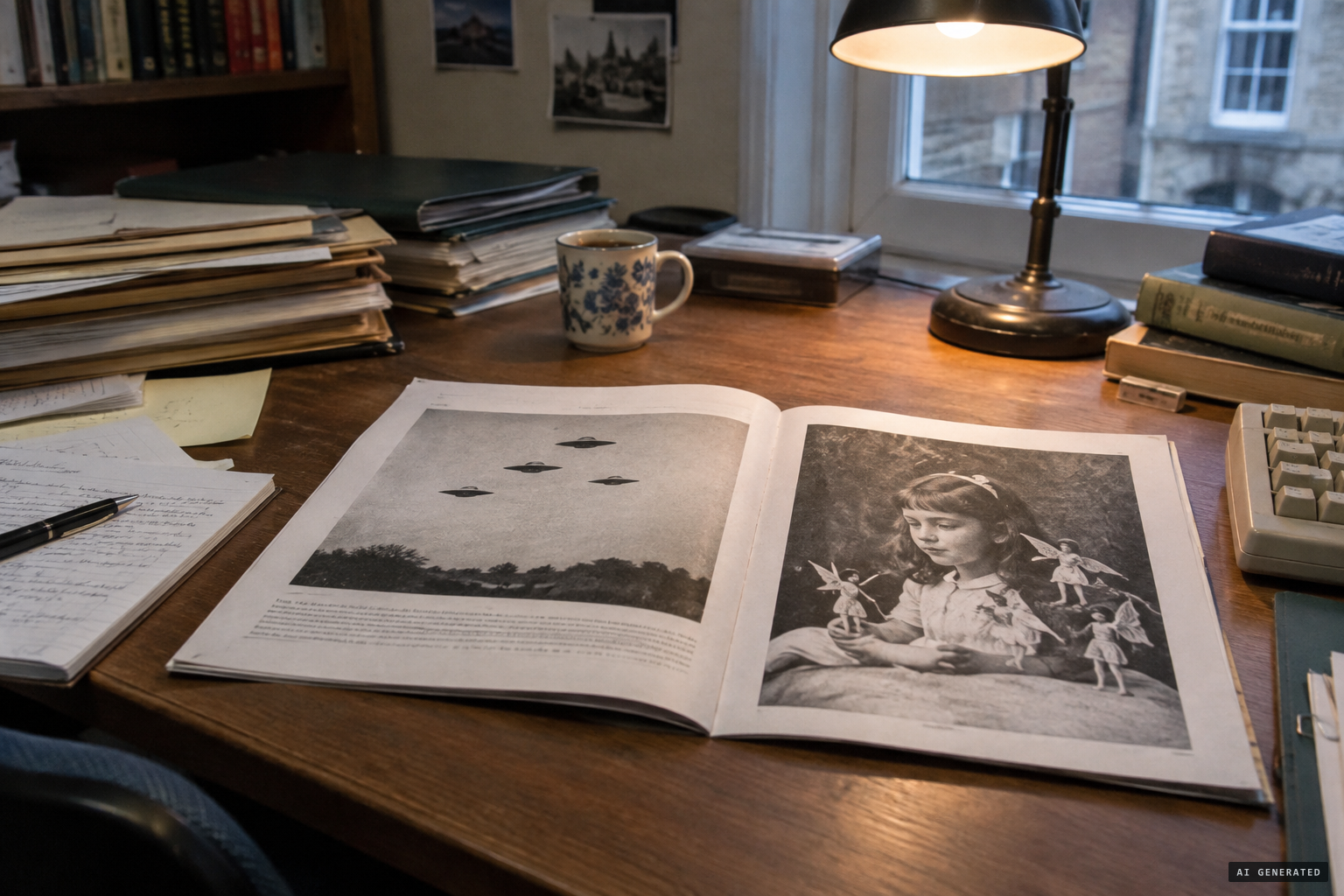 Clarke and Roberts set the photo beside the Cottingley Fairies in Magonia
