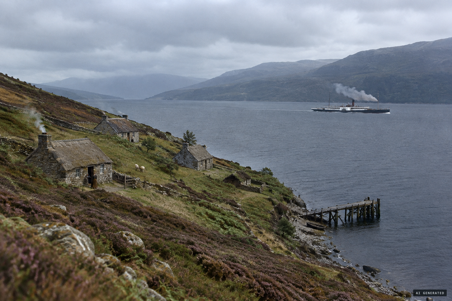 Abriachan and its pier on Loch Ness, before the monster had a name