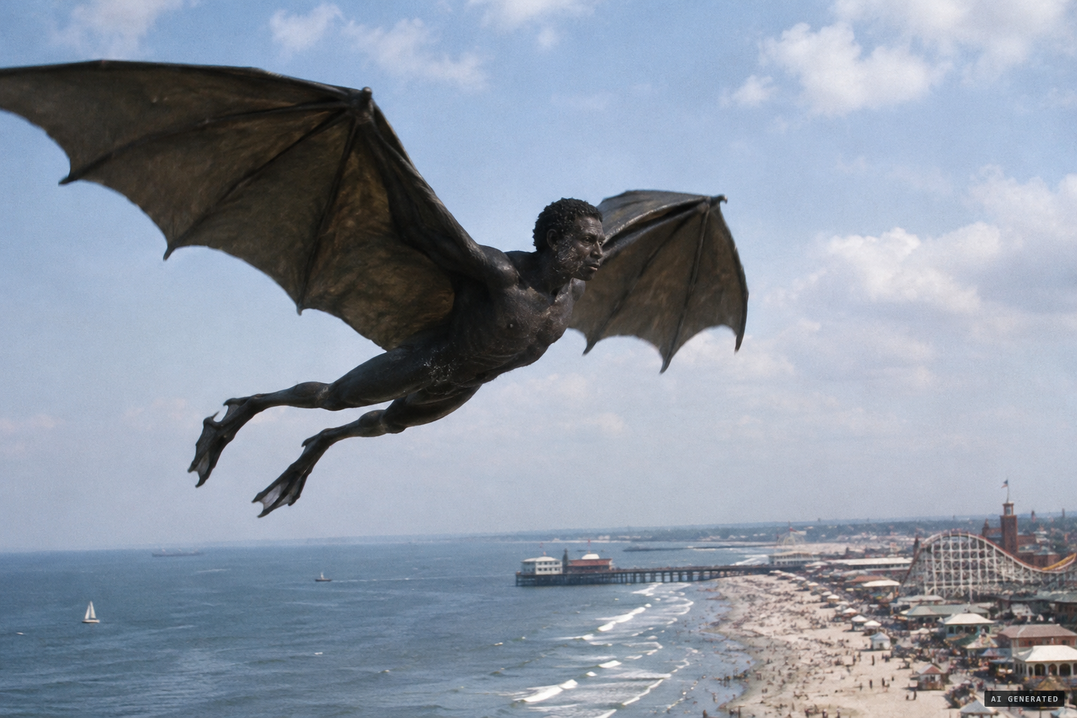 Wings beating and legs kicking like a swimming frog