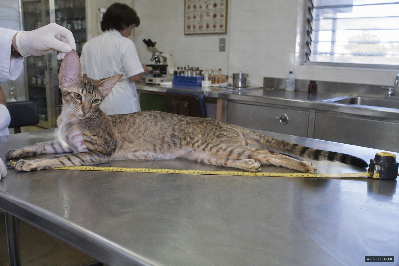 Long legs, 100 mm ears and stripes on the inner forelimbs