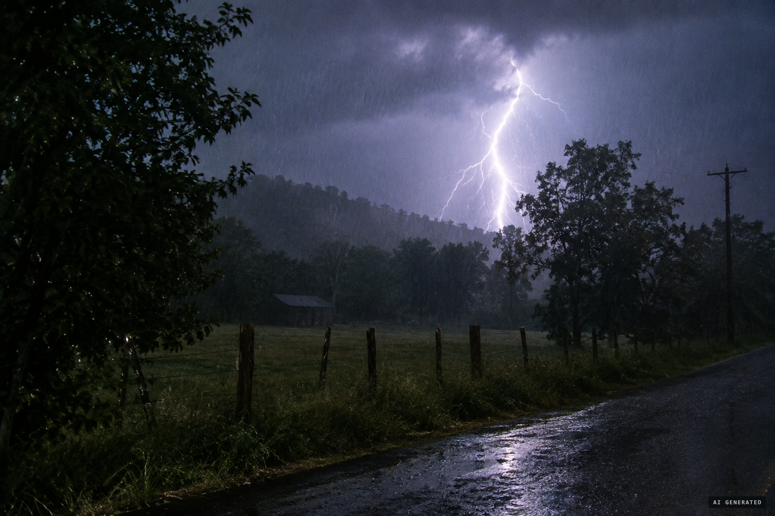 October 1, 1973, about 8:15 p.m.: a thunderstorm over Anthony Hill