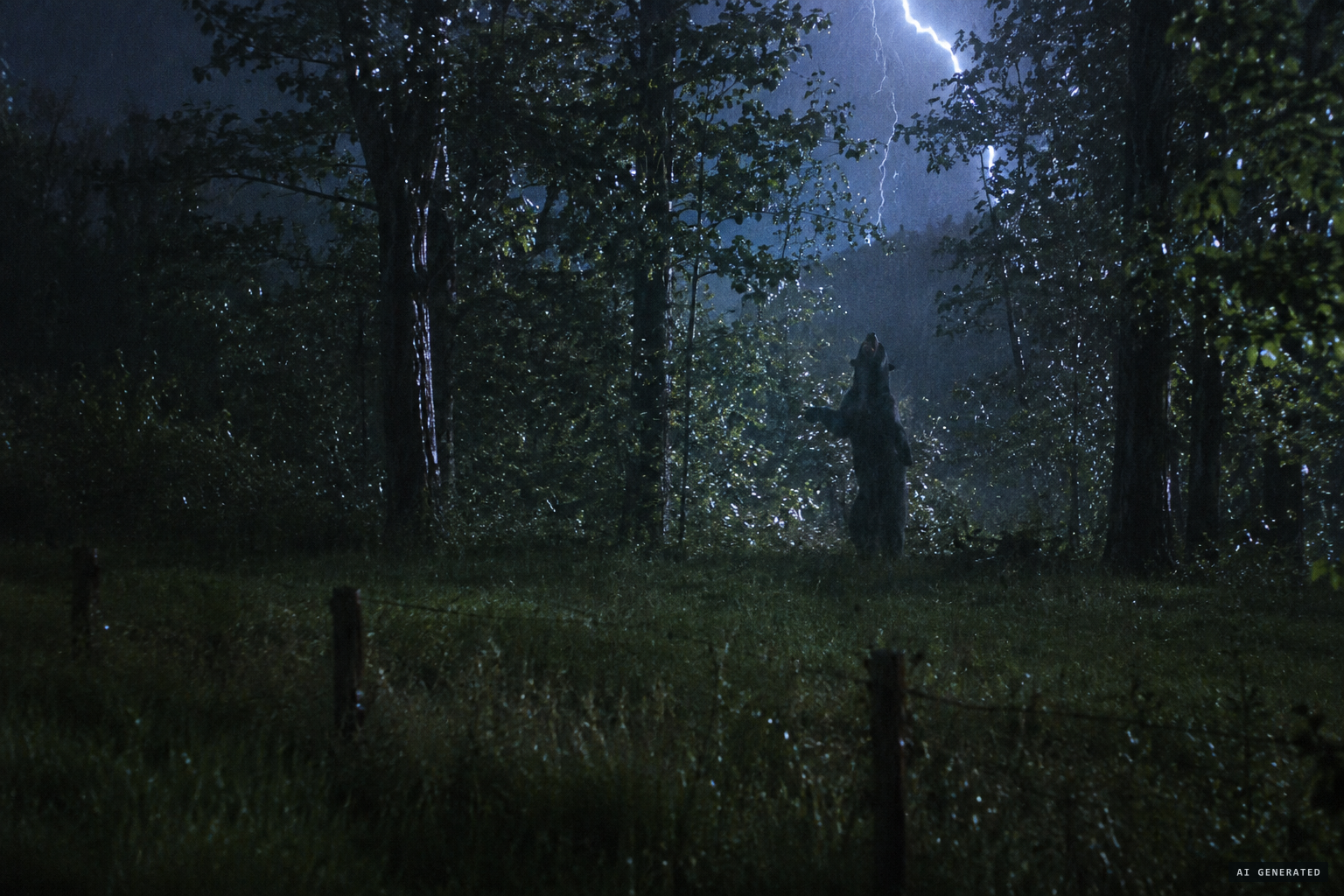 Possible explanation: a bear rearing onto its hind legs in the storm