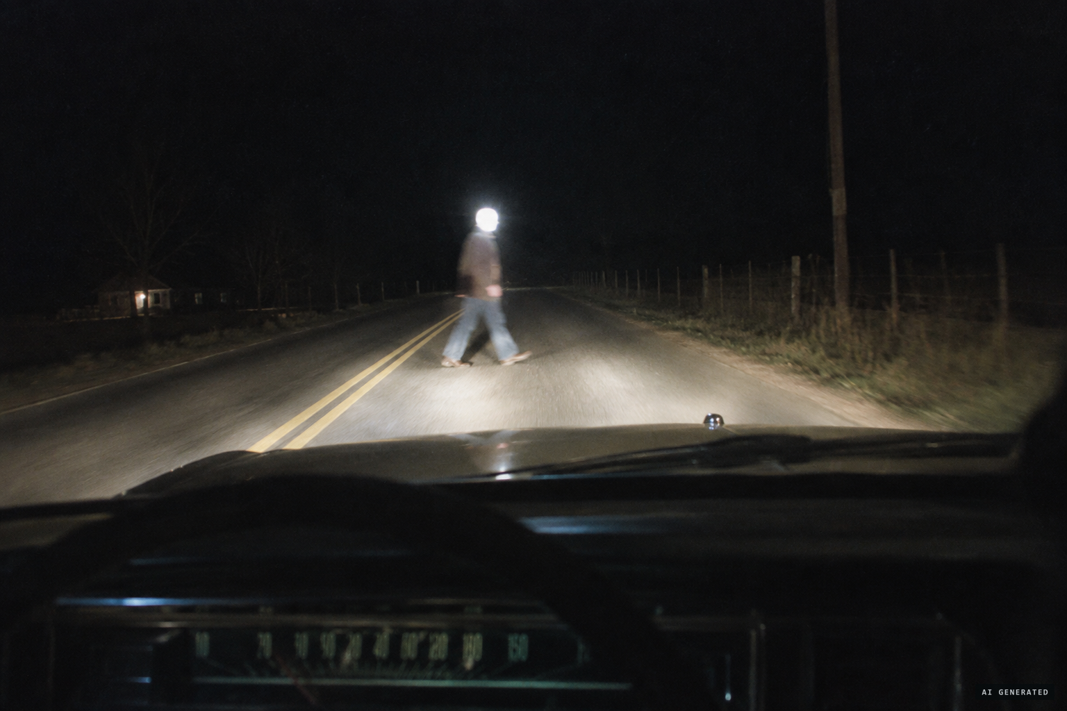 Mid-October 1973: a being with a glowing white head crosses a highway near Berea