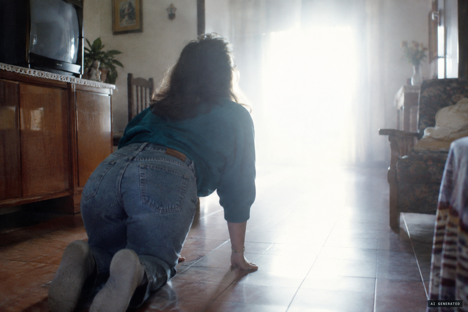 A force puts her on her knees