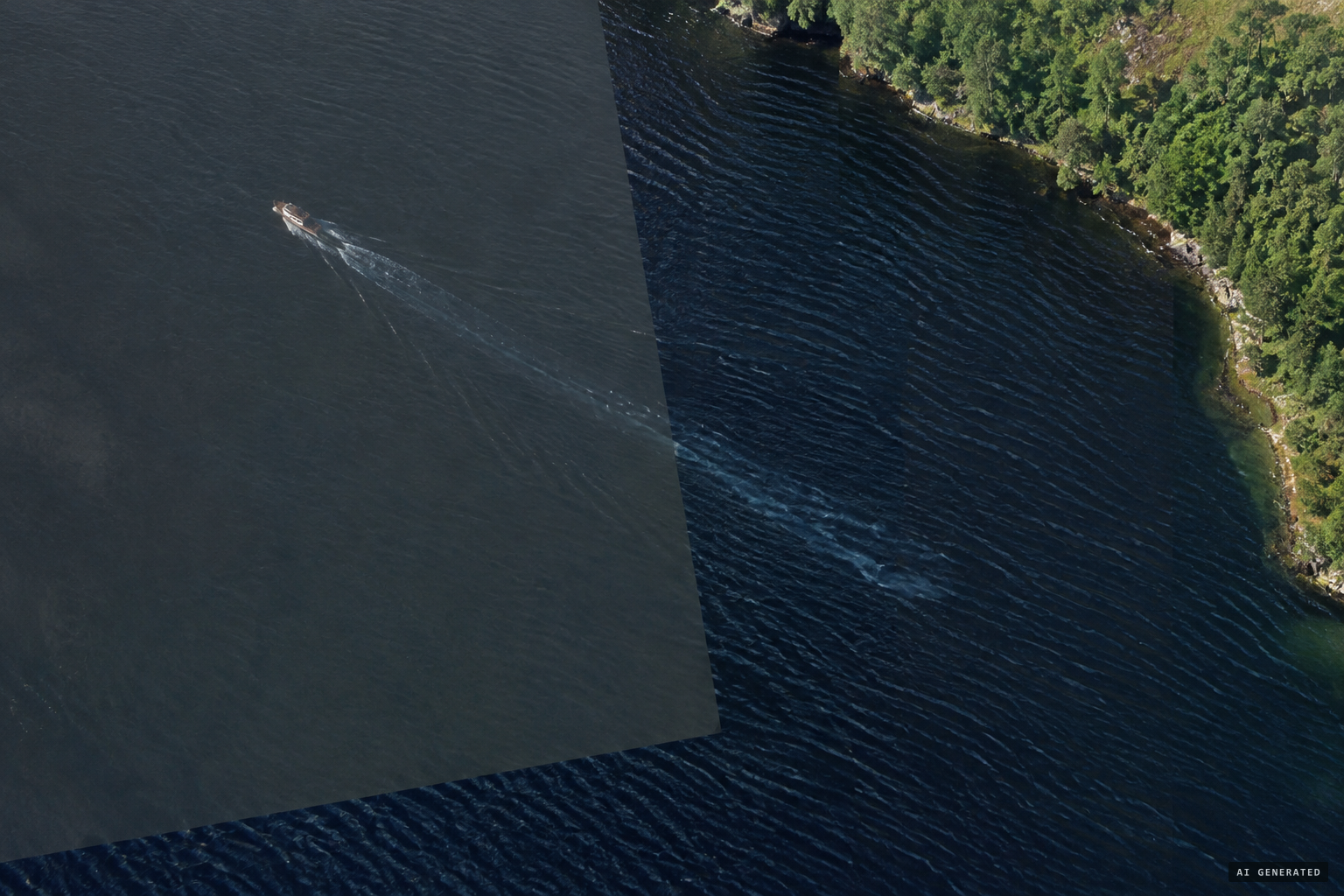 Blended frames: the boat vanishes, its wake remains