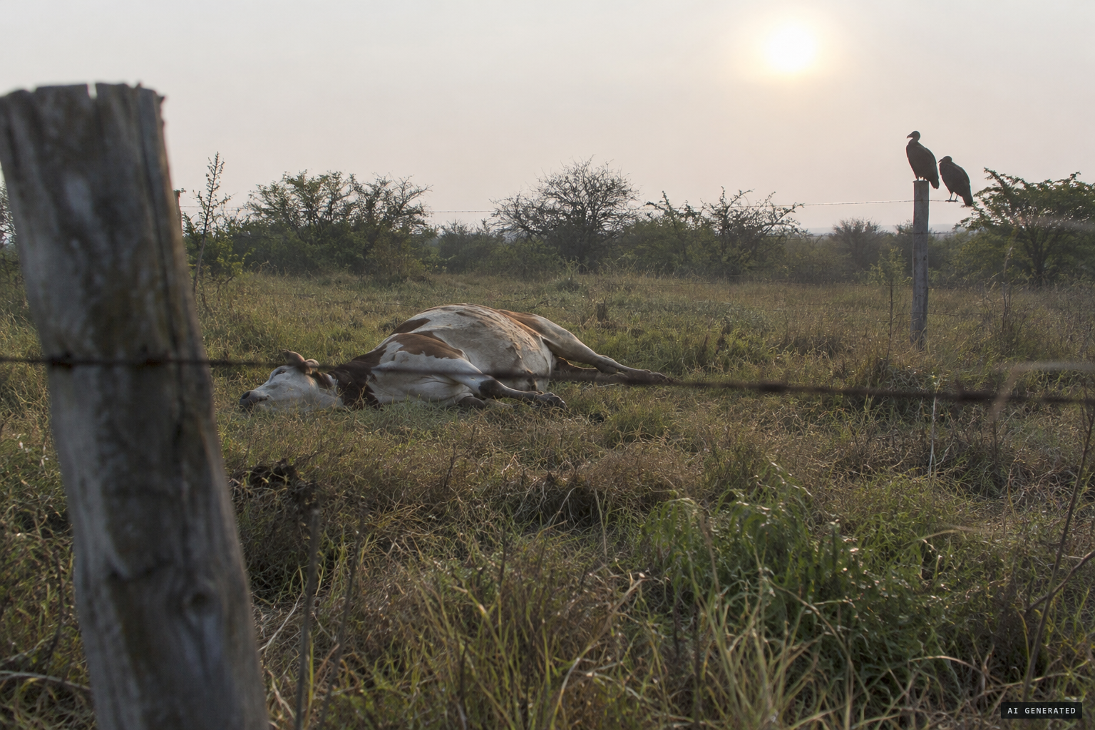 Scavenger birds keep their distance from the body