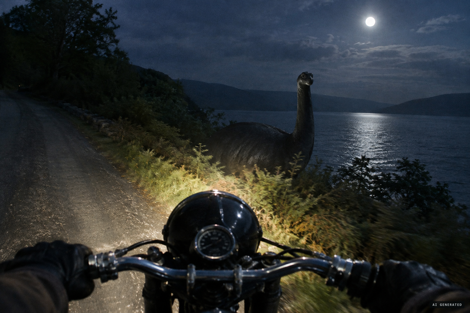 A small head on a long neck turned in his direction