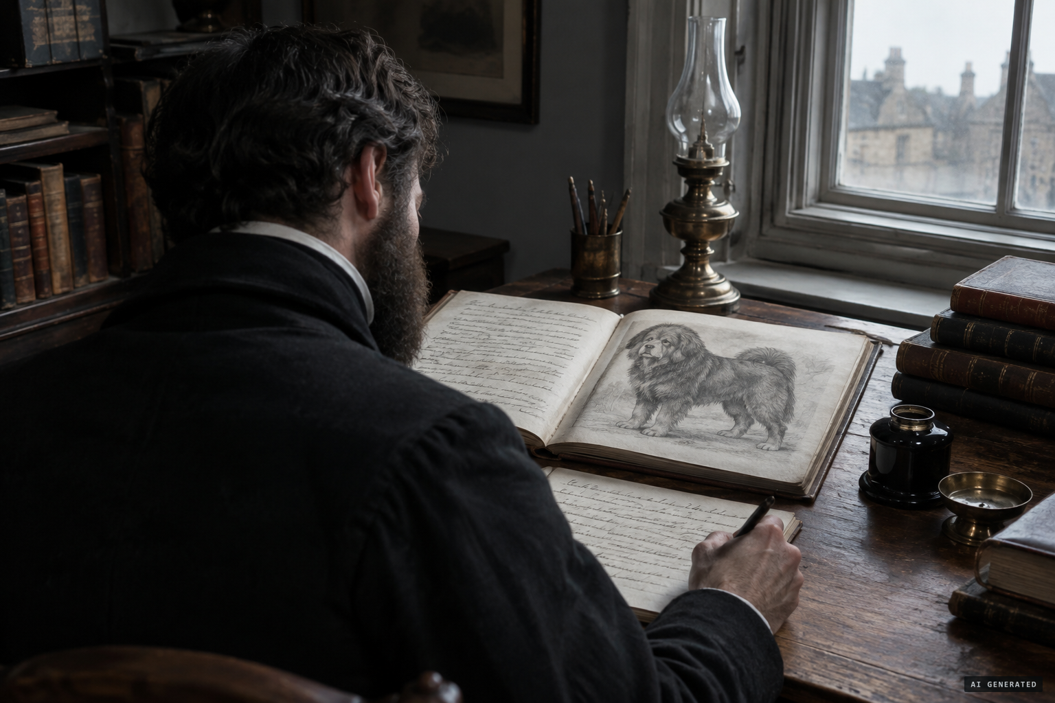 Charles Darwin abstracts the same paper, noting the Kachár's Tibetan dog but not the wild man.