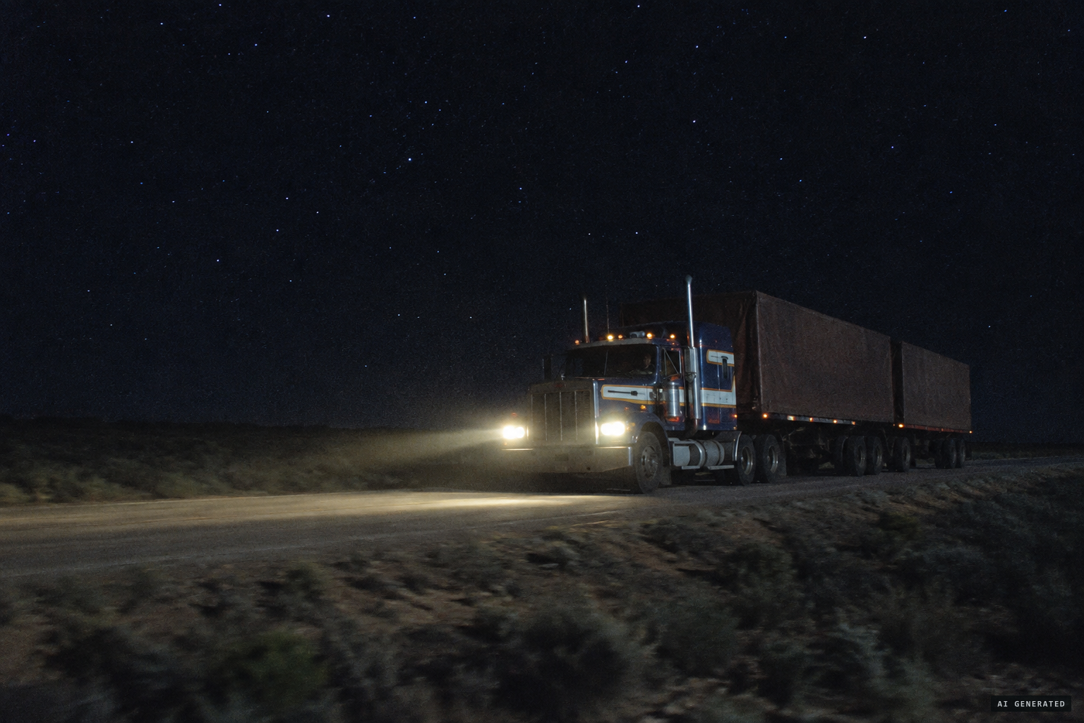 An unnamed truck driver crossing the Nullarbor overnight, east to west