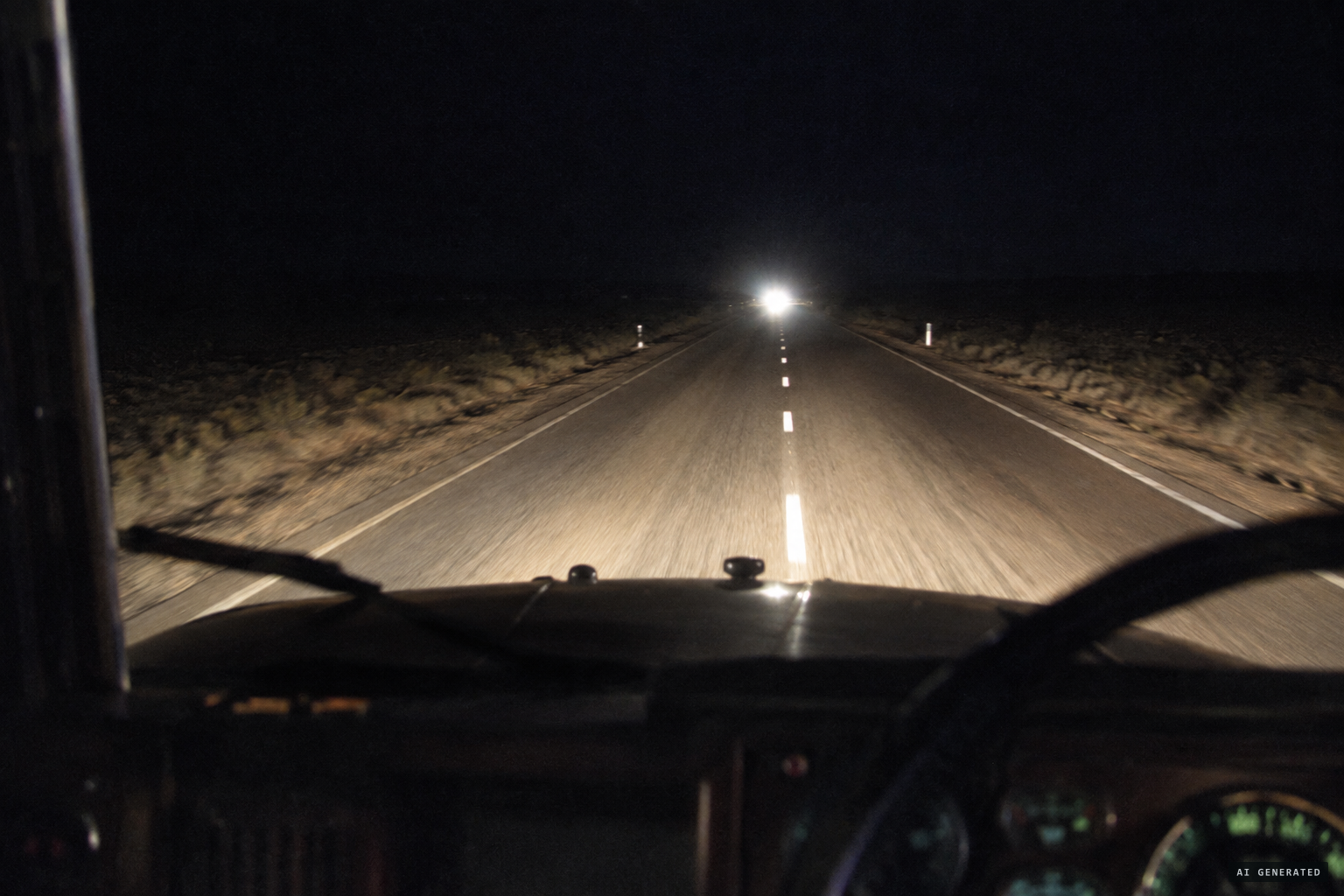 A large spotlight coming towards him, taken for another vehicle