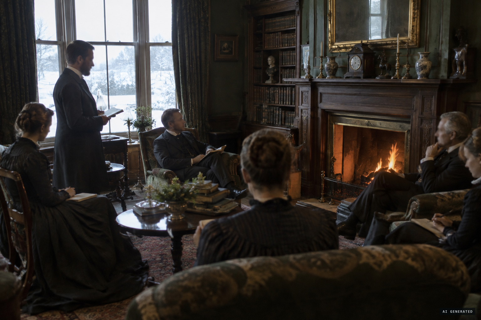Guests arrive for the 1897 inquiry into the haunting
