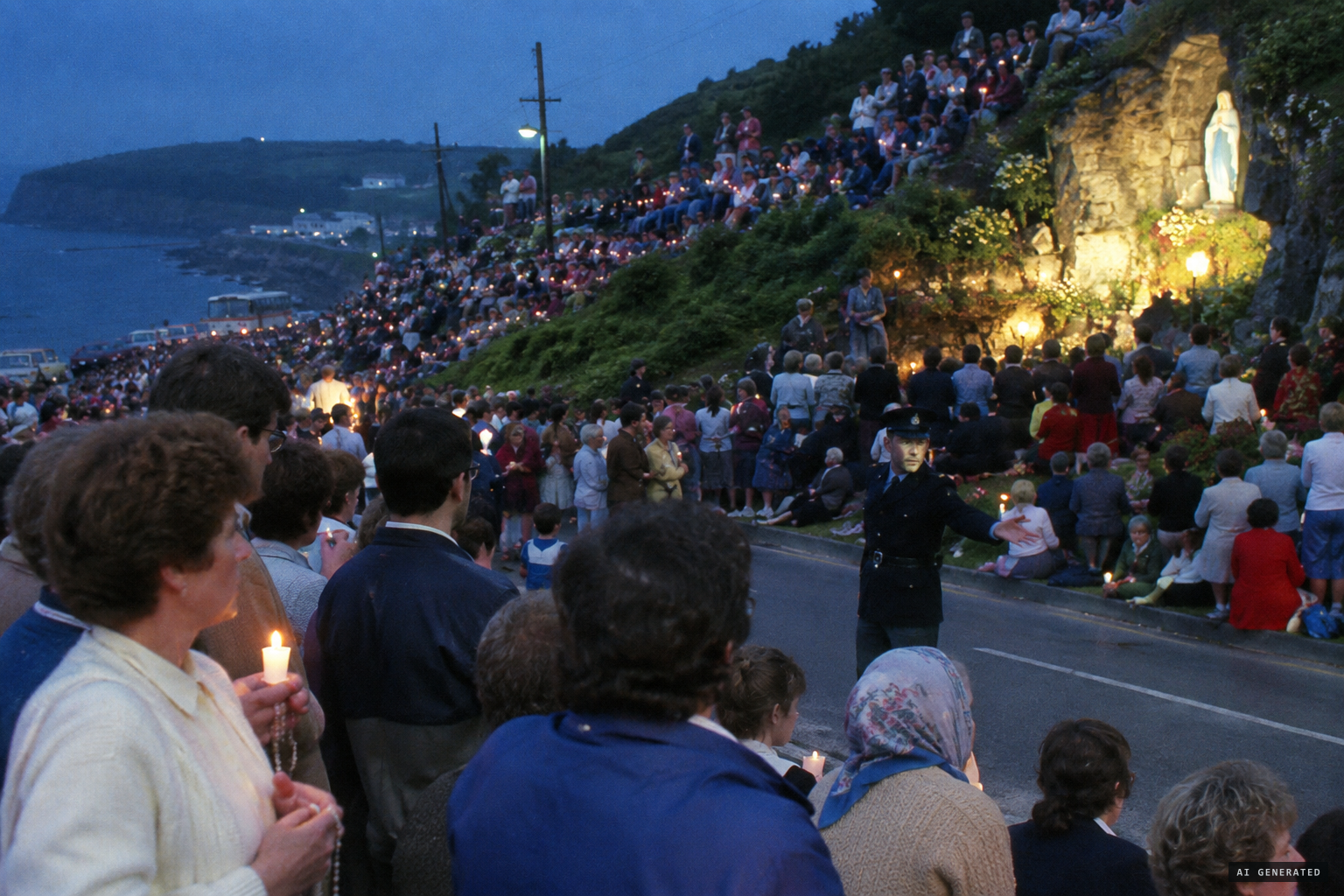 Tens of thousands crowd the grotto every night