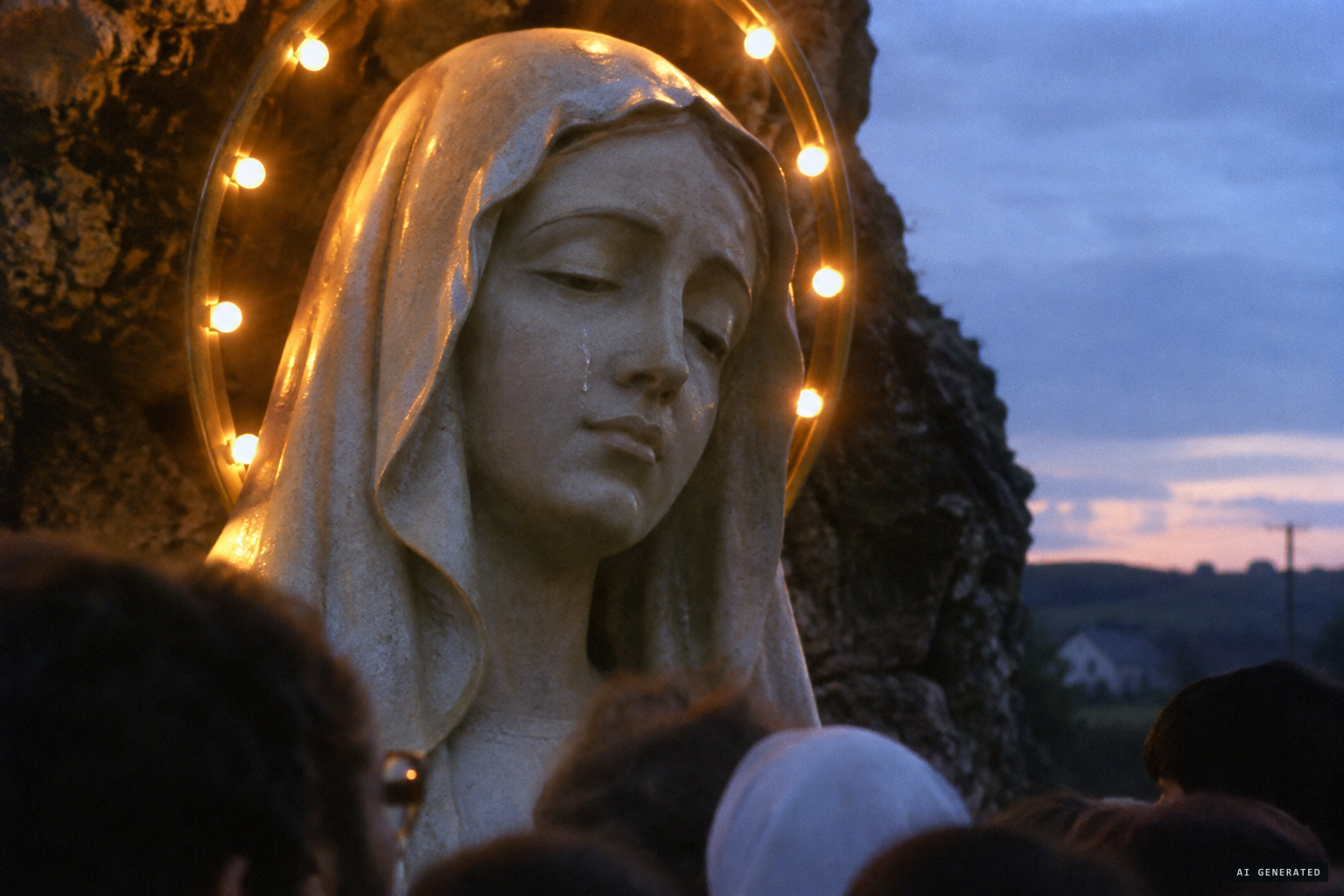 Pilgrims report the eyes opening and closing, and tears