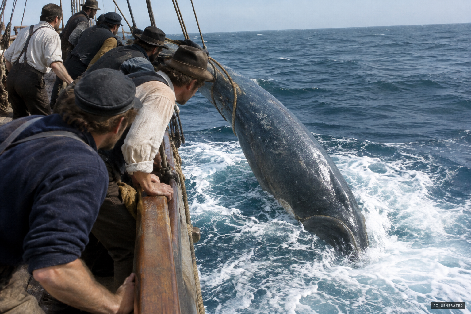 After fifteen minutes the serpent drags the whale under, head first