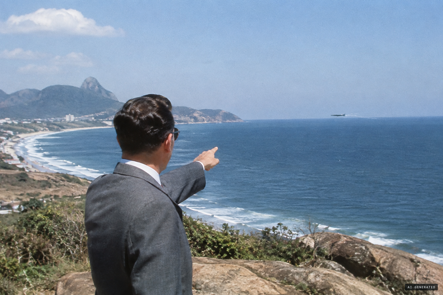 Martins sees a 'plane' flying sideways coming in from the sea